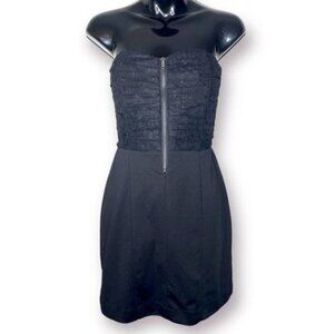 Retro Y2K Jack Juniors M Black Strapless Ribbed Zip Front Corset Top Mini Dress